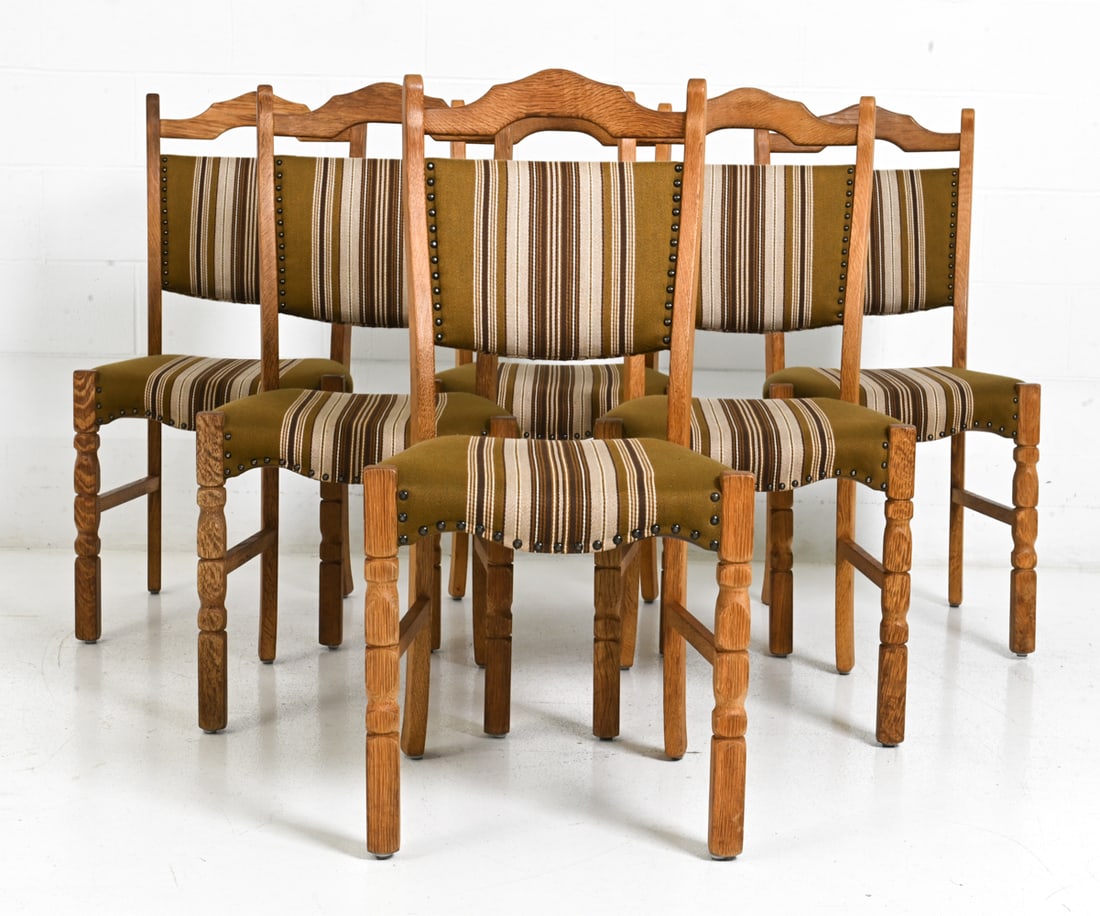 (6) STYLE OF KJAERNULF OAK DINING CHAIRS C. 1960S (1 of 1)