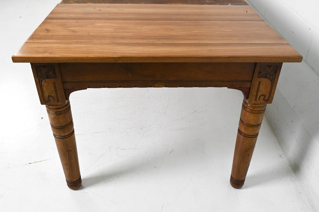 ANTIQUE WALNUT DINING TABLE - 14