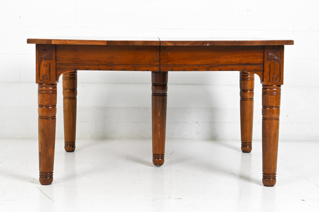 ANTIQUE WALNUT DINING TABLE - 18