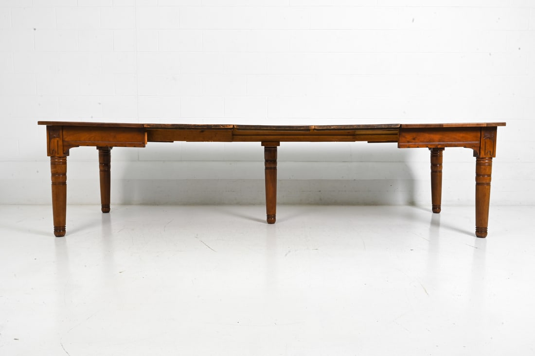ANTIQUE WALNUT DINING TABLE - 8