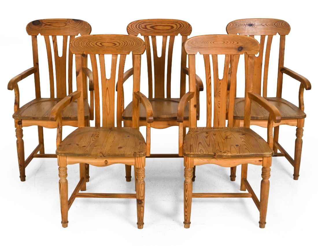 (5) BRUTALIST SCANDINAVIAN PINE DINING CHAIRS (1 of 15)