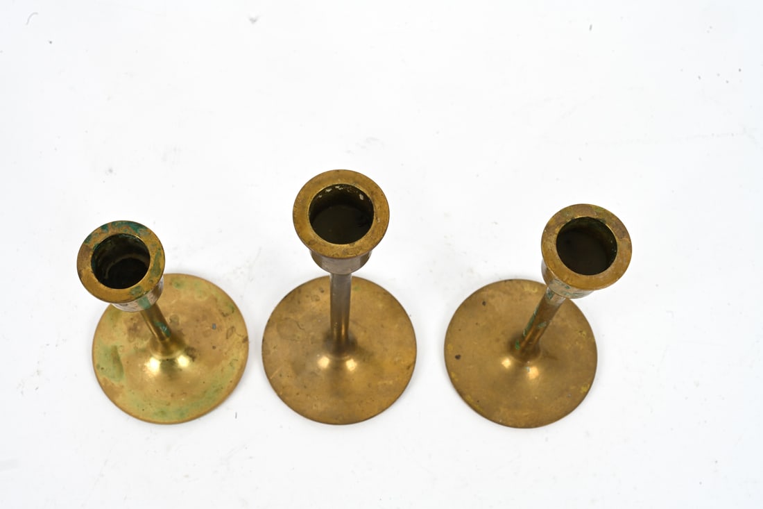 BRASS CANDLEHOLDER GROUPING - 3