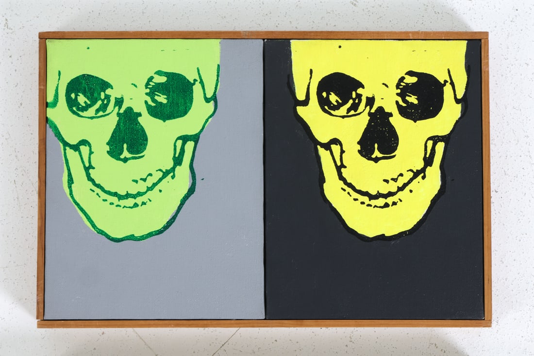 MULTICOLORED SKULLS DIPTYCH A/C - 2