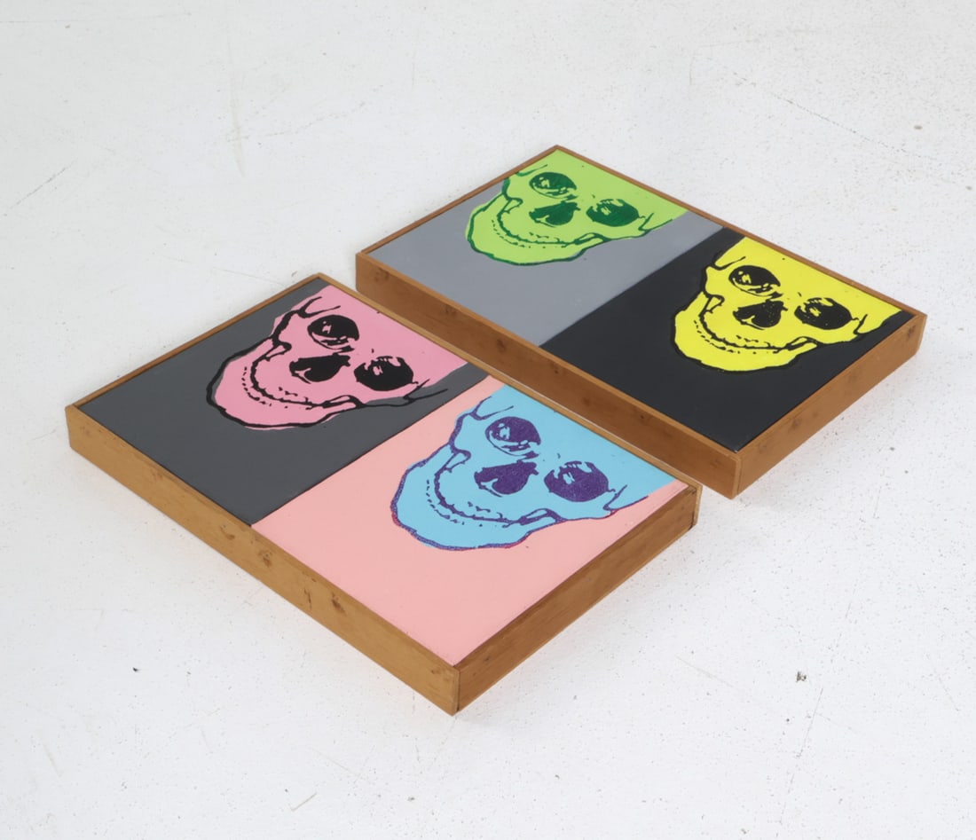 MULTICOLORED SKULLS DIPTYCH A/C - 7