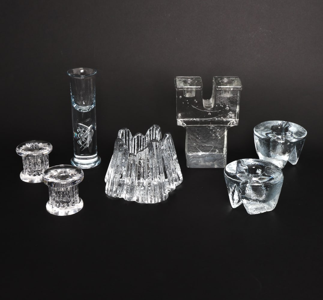 ART GLASS CANDLEHOLDER GROUPING INCL. HOLMEGAARD (1 of 11)