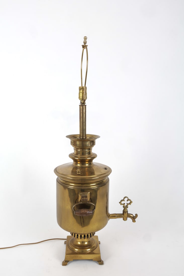 RUSSIAN BRASS SAMOVAR TABLE LAMP - 11