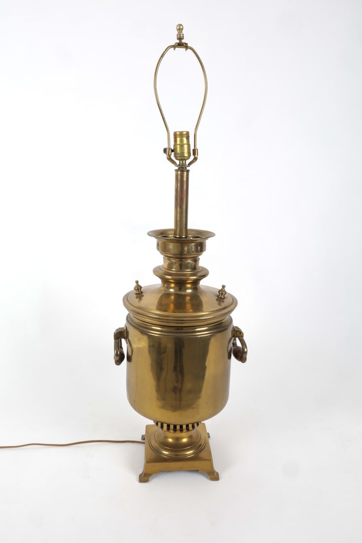 RUSSIAN BRASS SAMOVAR TABLE LAMP - 12