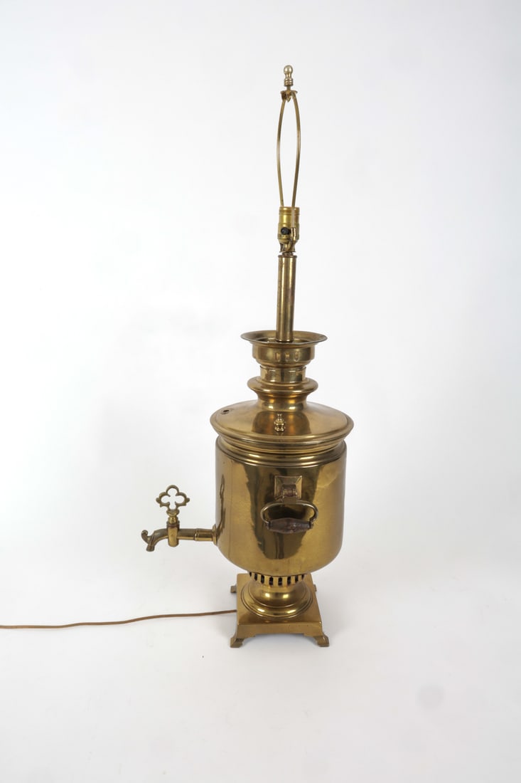RUSSIAN BRASS SAMOVAR TABLE LAMP - 13