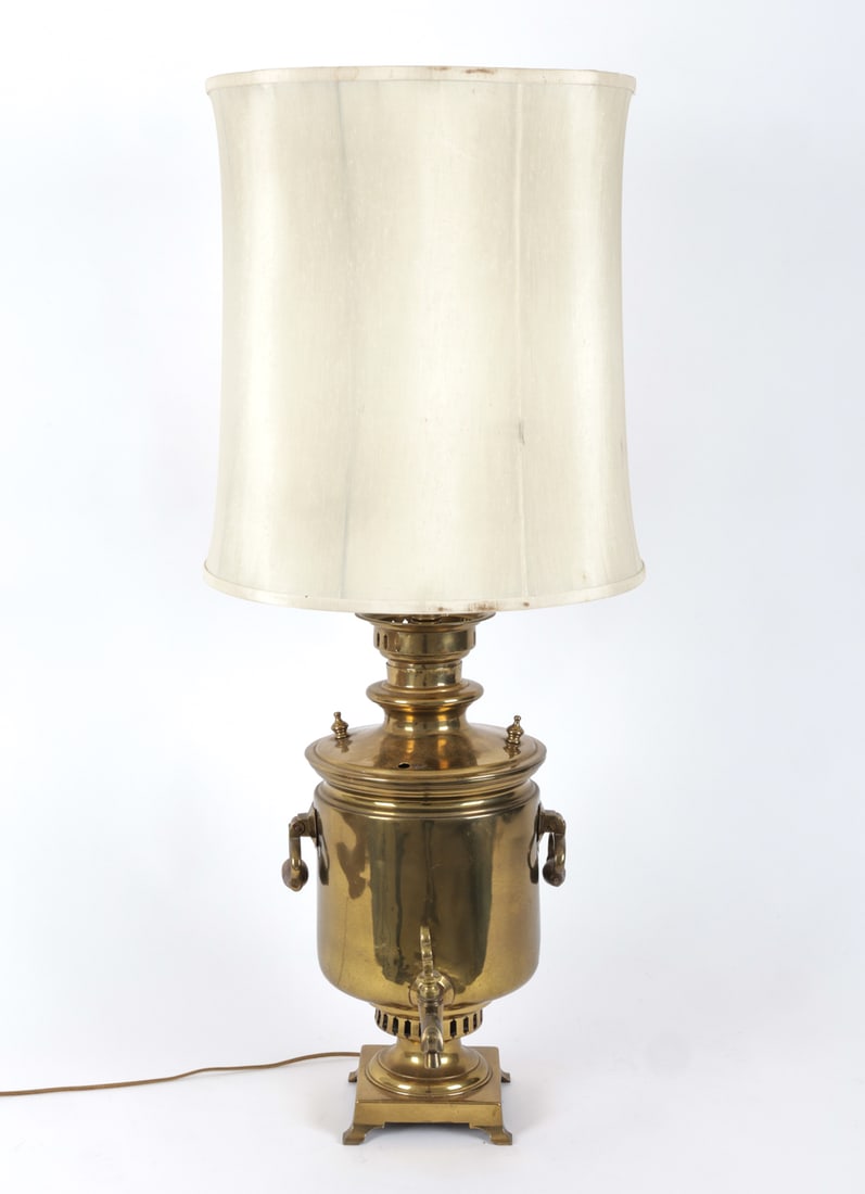 RUSSIAN BRASS SAMOVAR TABLE LAMP - 2