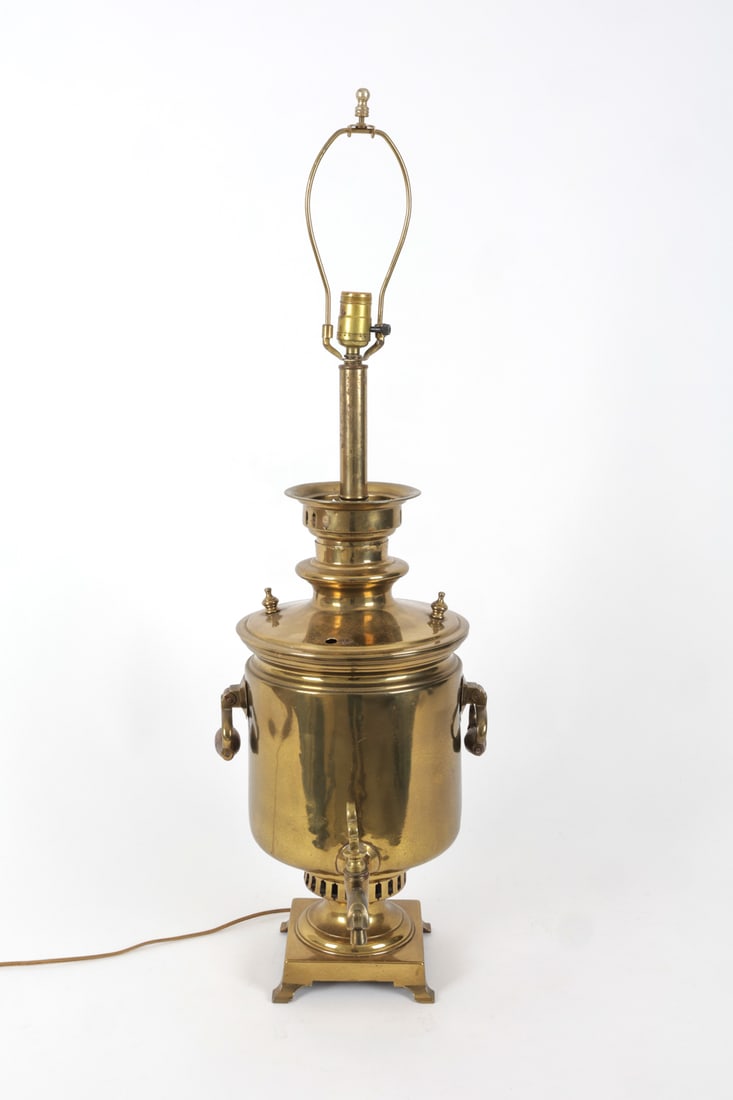 RUSSIAN BRASS SAMOVAR TABLE LAMP - 4