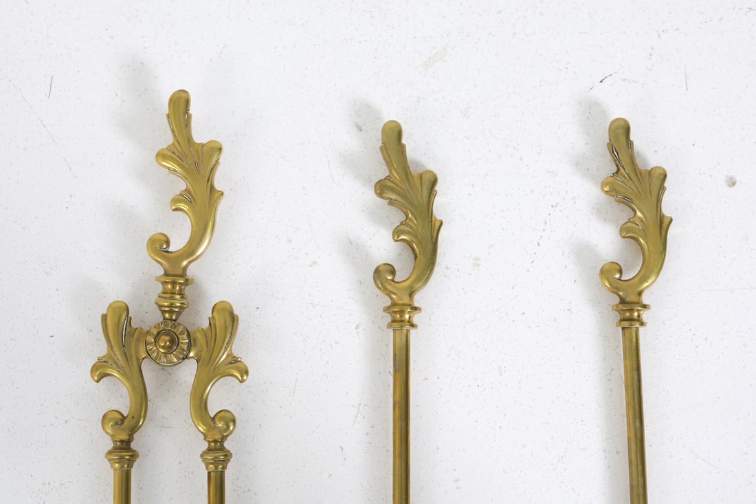 ANTIQUE BRASS FIREPLACE TOOLS - 3