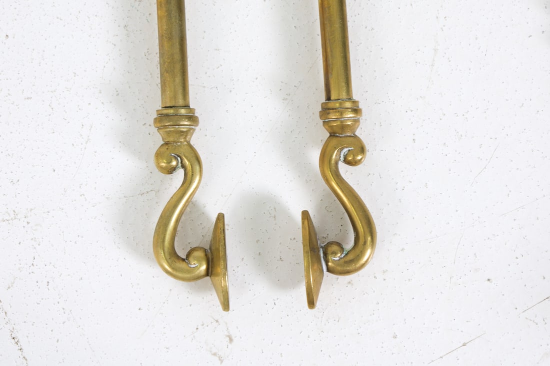 ANTIQUE BRASS FIREPLACE TOOLS - 6