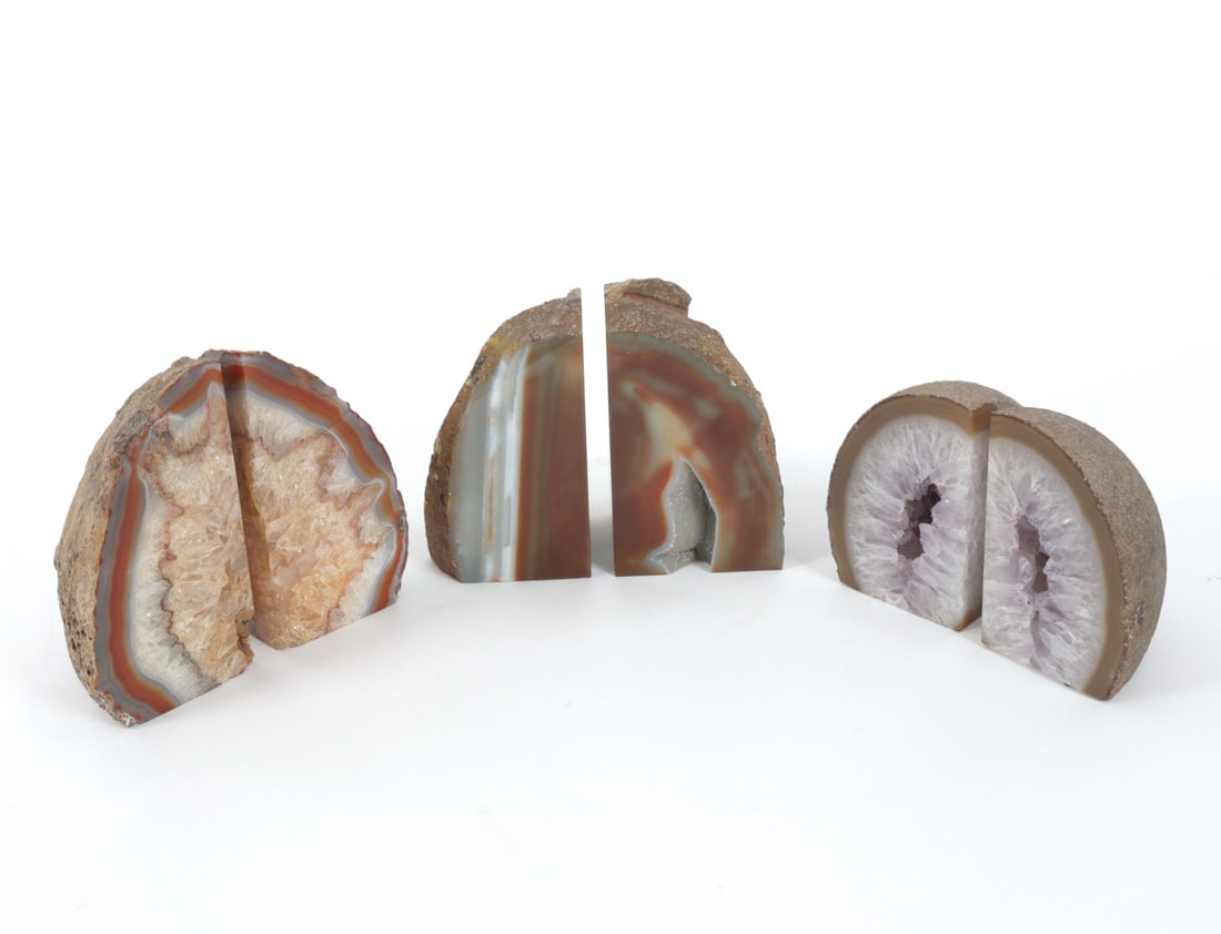 POLISHED GEODE BOOKENDS GROUPING - 2