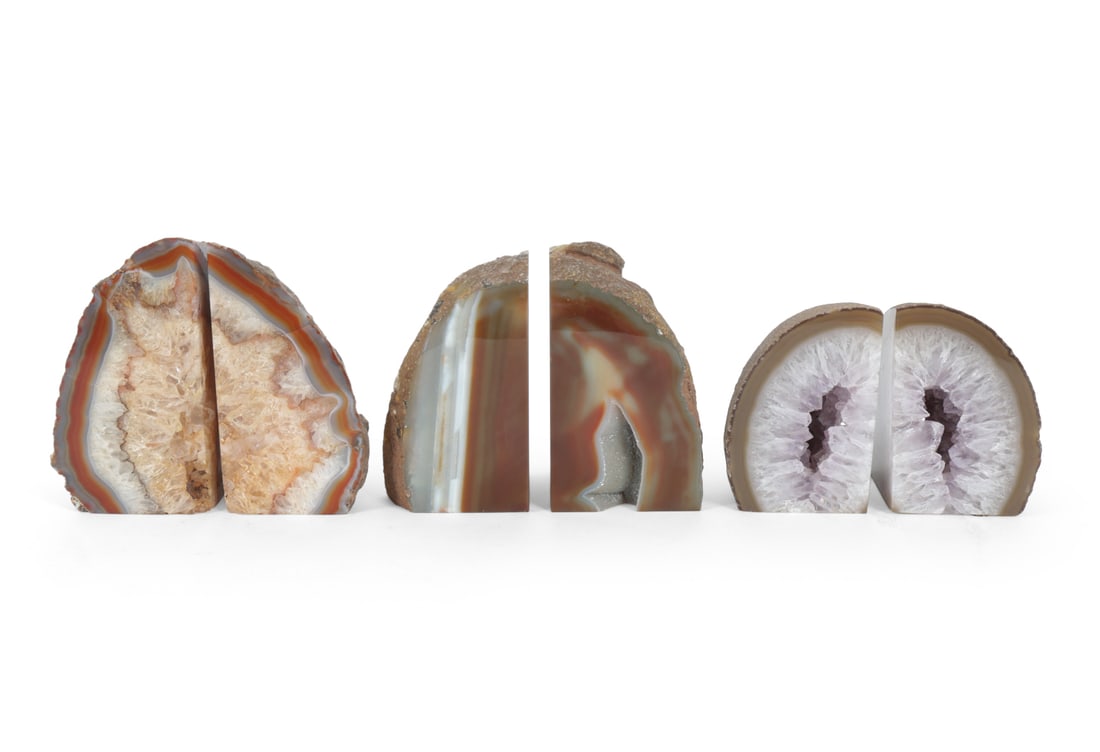 POLISHED GEODE BOOKENDS GROUPING - 3