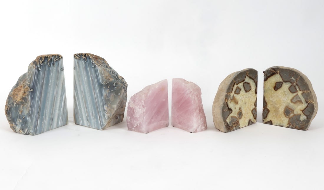POLISHED GEODE BOOKENDS GROUPING - 2