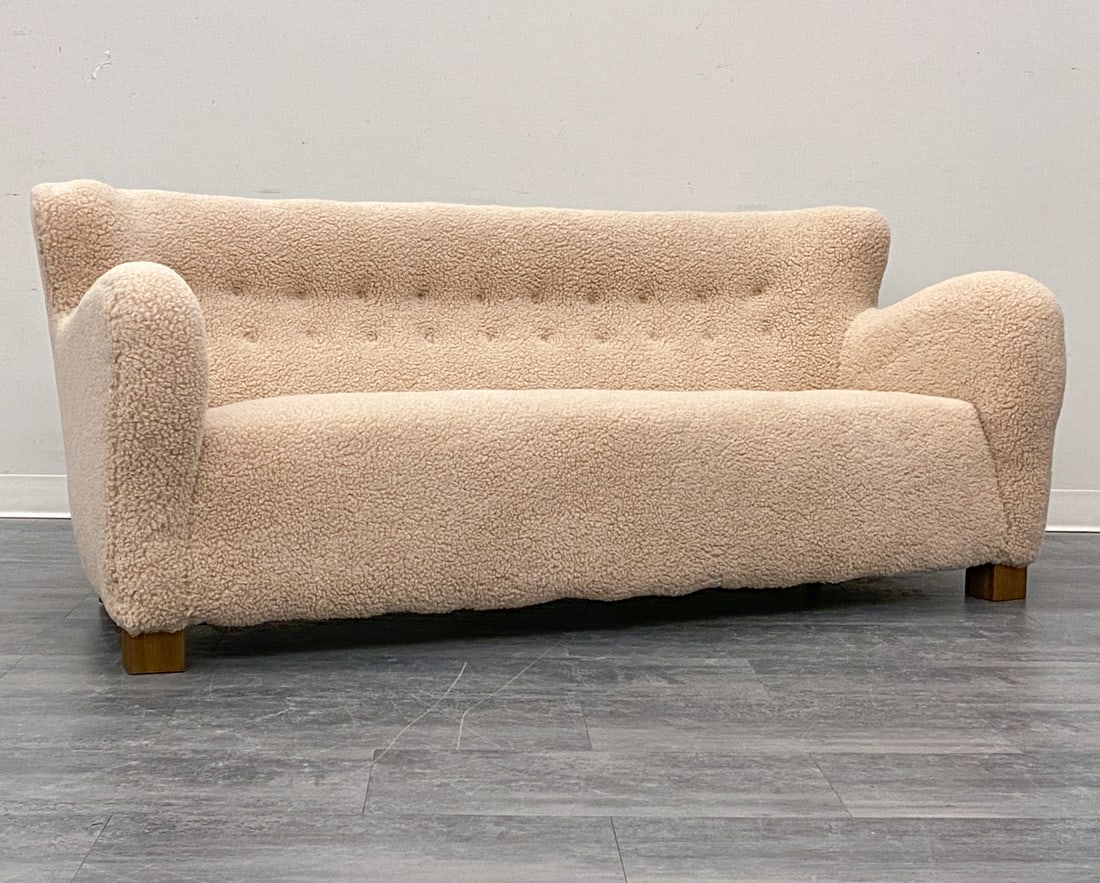 ATTR. FRITZ HANSEN MODEL 1669 LAMBSWOOL SOFA 1940S (1 of 1)