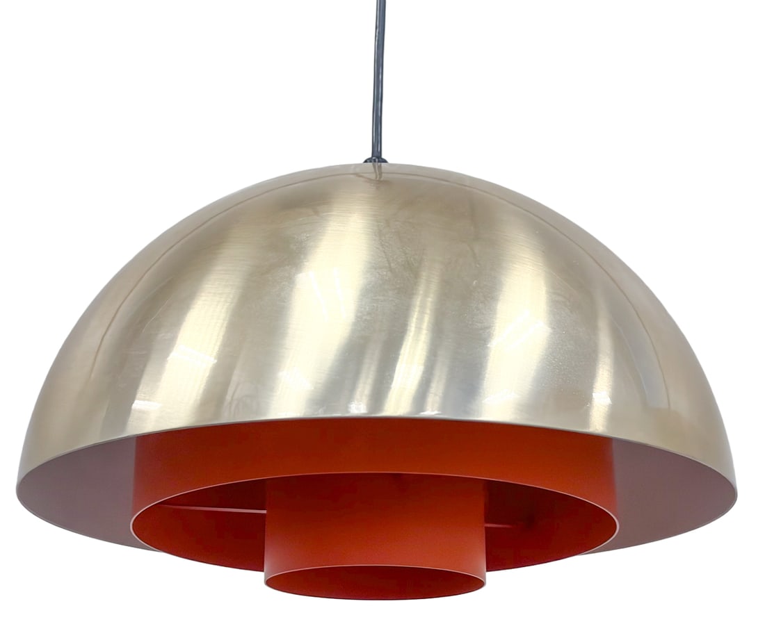 JO HAMMERBORG FOR LYFA "MILIEU" PENDANT LAMP: Marked inside the shade. Denmark, circa 1960s. Dimensions: H 8" x Dia 11" Condition: Wear consistent with age and use. Wiring untested. Light scratches.