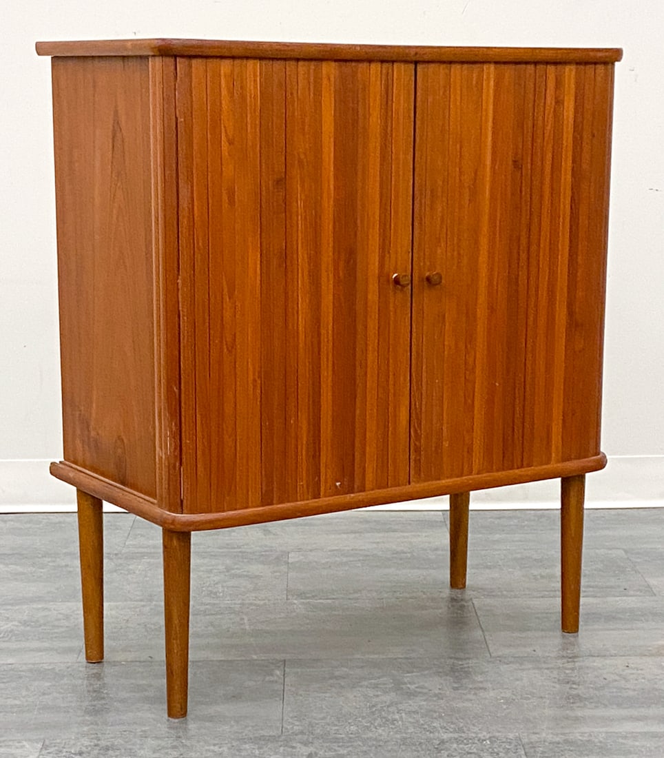 GORAN MALMVALL STYLE SWEDISH TEAK TAMBOUR CABINET (1 of 14)