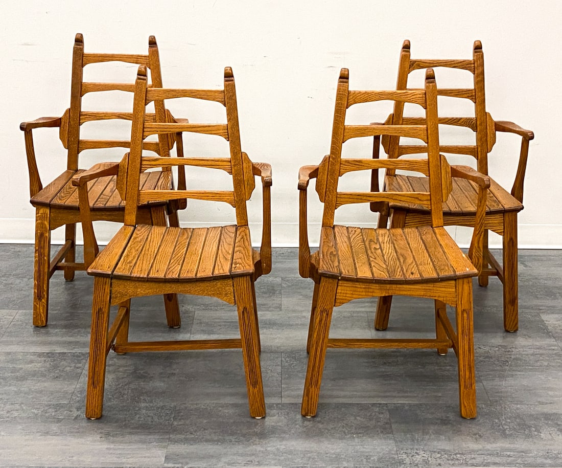 (4) SCULPTURAL OAK DINING CHAIRS C. 1960S (1 of 15)