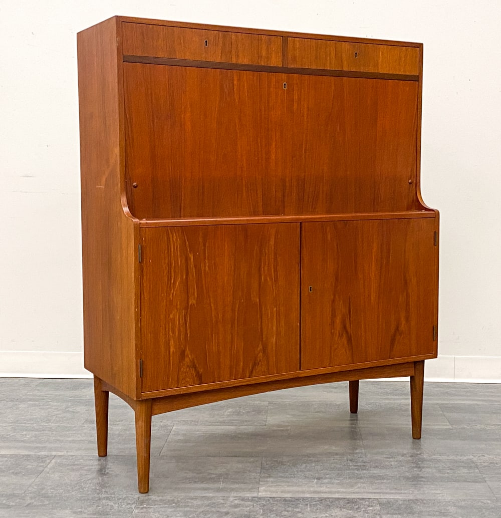 DANISH TEAK SECRETARY BAR CABINET C. 1960S (1 of 16)