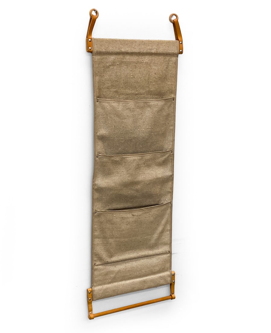DANISH CANVAS & LEATHER MAGAZINE RACK C. 1970S (1 of 10)