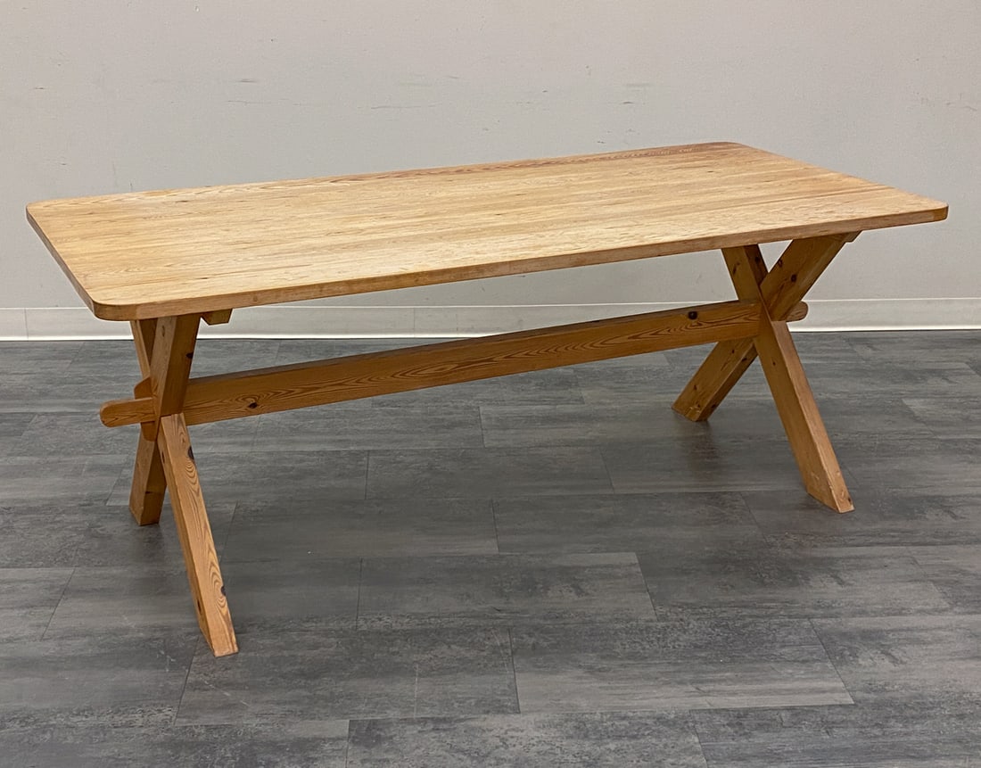 DANISH PINE TRESTLE DINING TABLE C. 1960S (1 of 15)