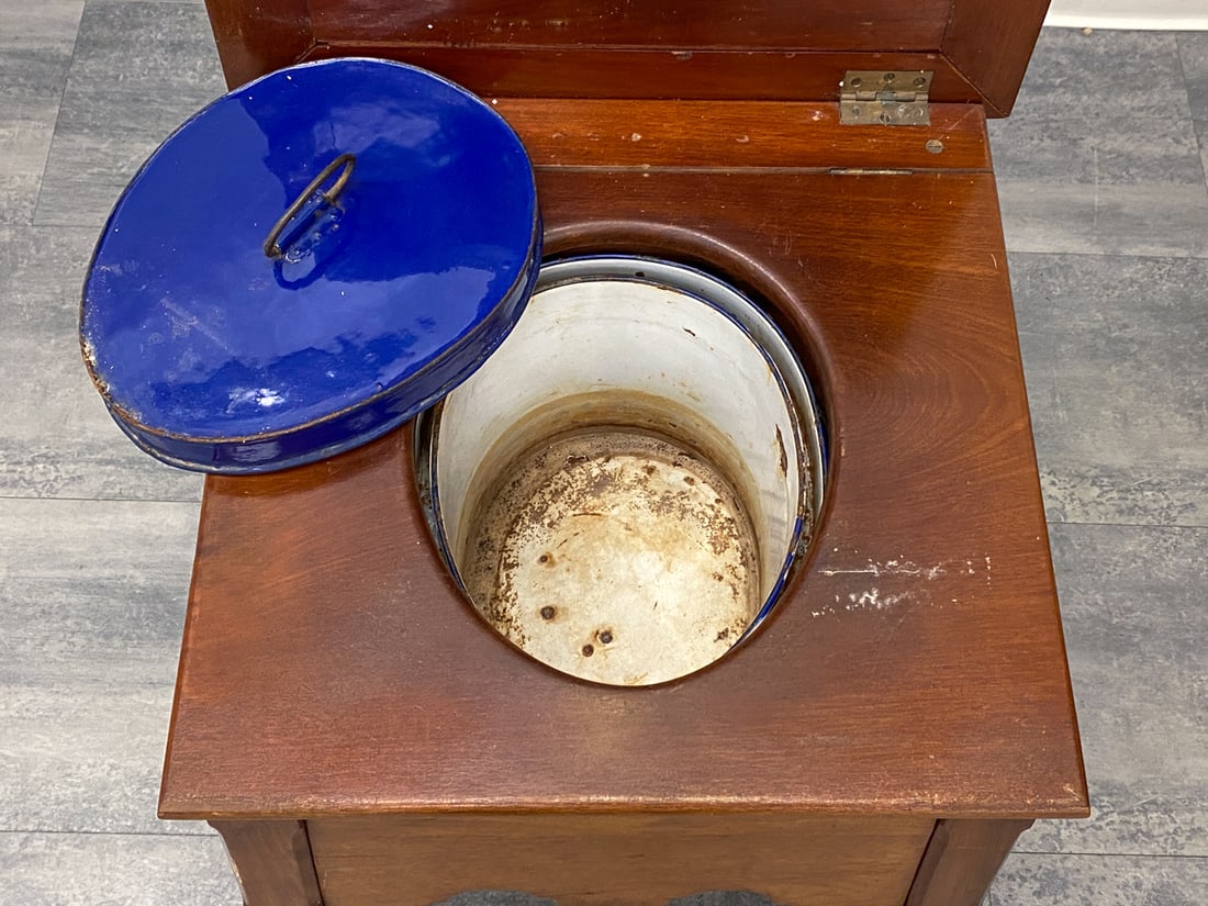 ANTIQUE WALNUT COMMODE CHAIR - 10