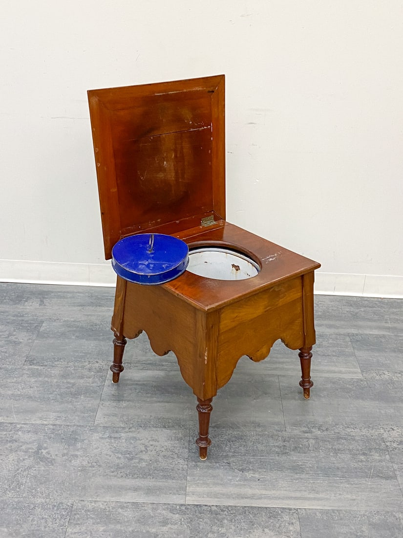 ANTIQUE WALNUT COMMODE CHAIR - 11