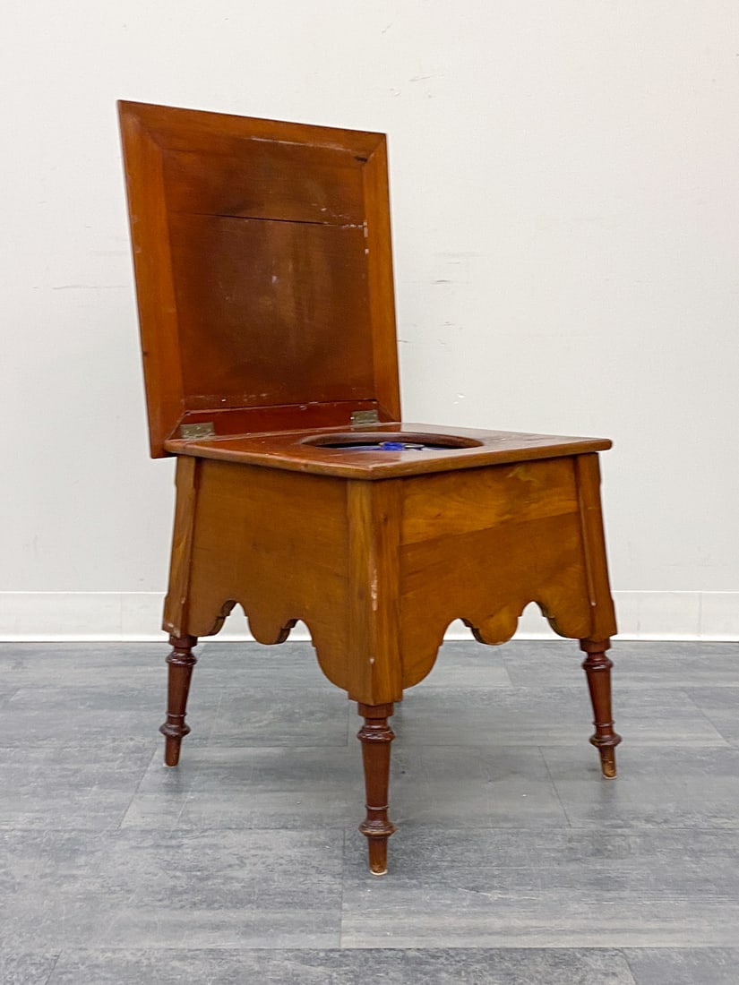 ANTIQUE WALNUT COMMODE CHAIR - 12
