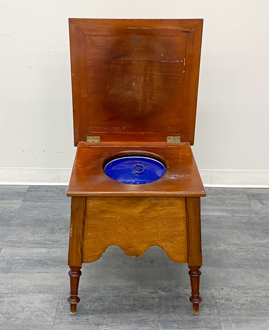 ANTIQUE WALNUT COMMODE CHAIR - 8