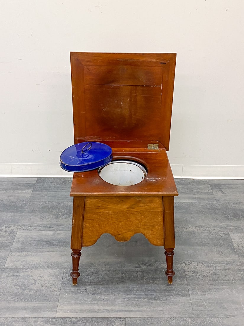 ANTIQUE WALNUT COMMODE CHAIR - 9