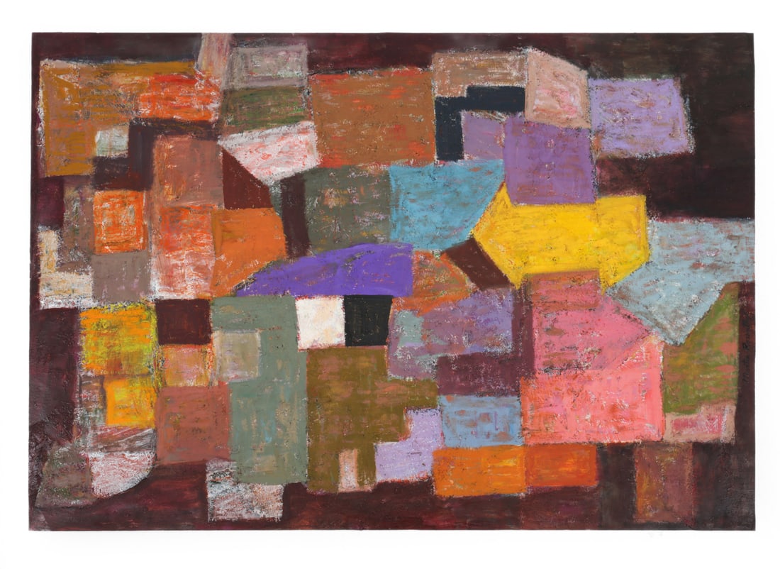 MARTIN ROSENTHAL (1899-1974) ABSTRACT ON PAPER: Abstract expressionist painting. Signed, dated '61 lower margin. Dimensions: L 36.5 " x W 25 " Condition: Wear consistent with age. Lightly worn corners. Some light nicks to edges.