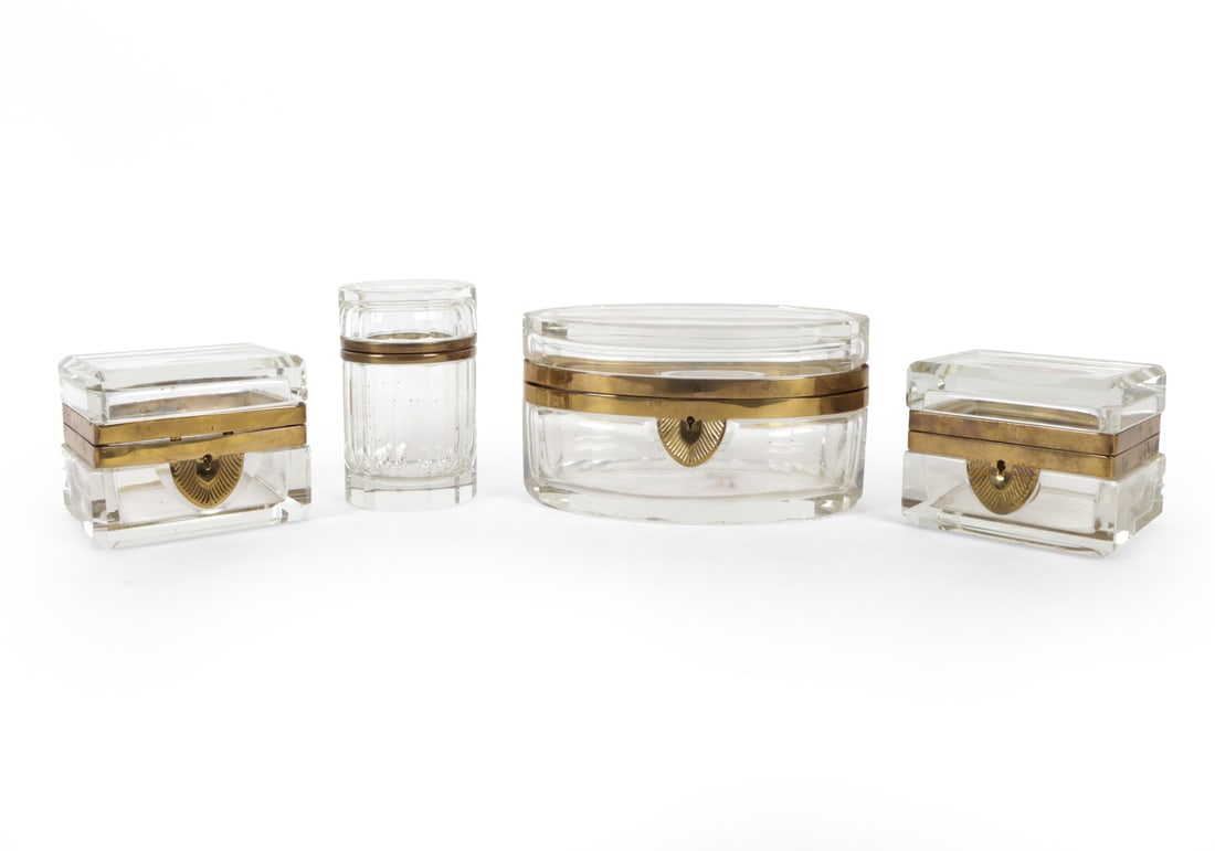 MANNER OF BACCARAT CRYSTAL & BRASS VANITY BOXES (1 of 8)