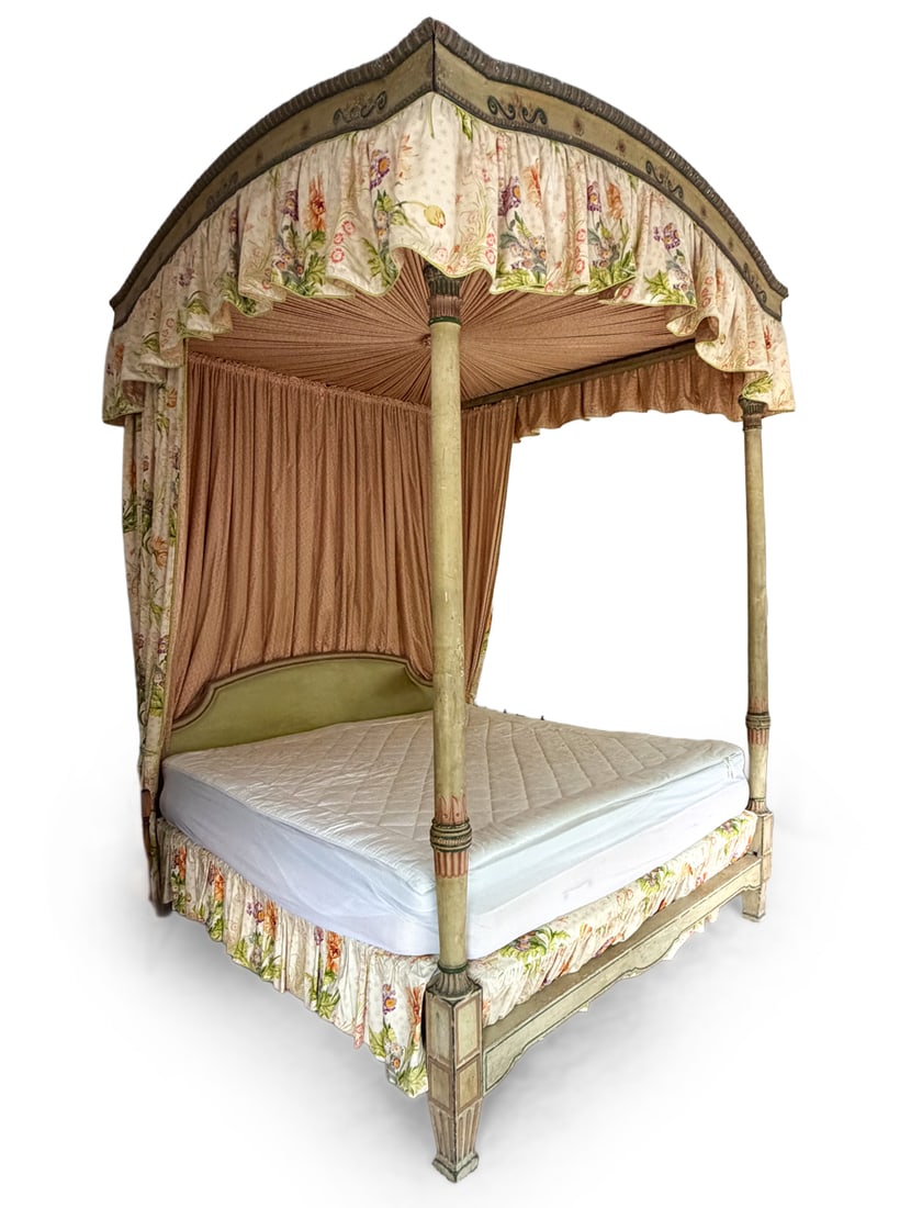 GEORGE III STYLE PAINT DECORATED CANOPY BED (1 of 20)