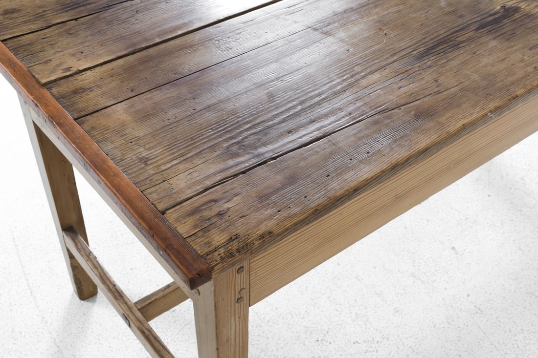 ANTIQUE 19TH C. PINE FARMHOUSE TABLE - 12