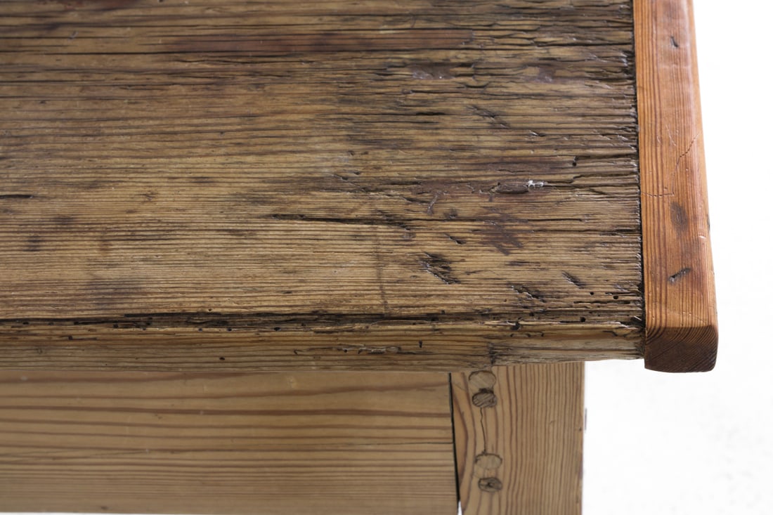 ANTIQUE 19TH C. PINE FARMHOUSE TABLE - 14