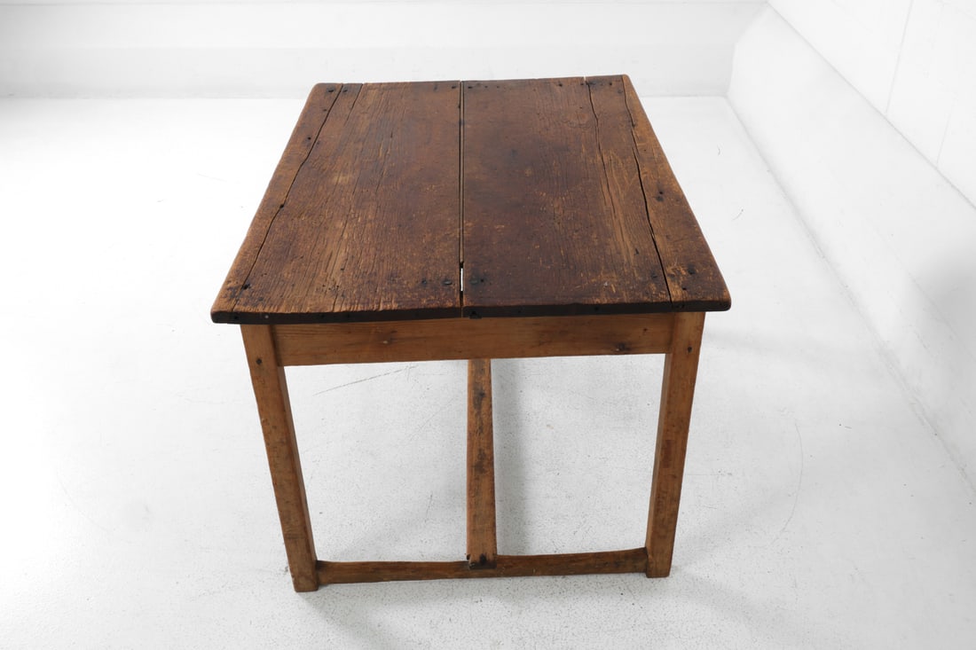 19TH C. PINE TWO PLANK WORK TABLE - 5