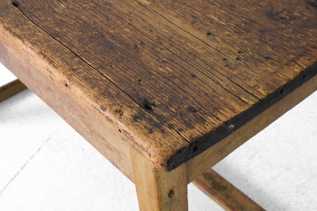 19TH C. PINE TWO PLANK WORK TABLE - 6