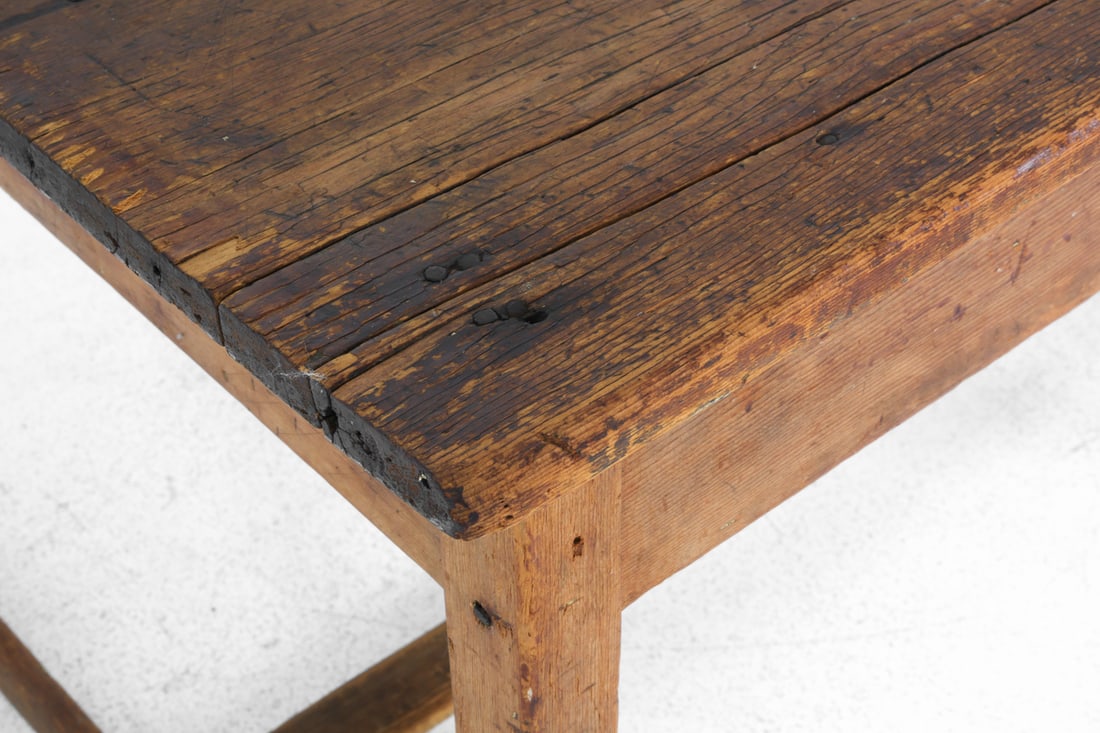 19TH C. PINE TWO PLANK WORK TABLE - 8