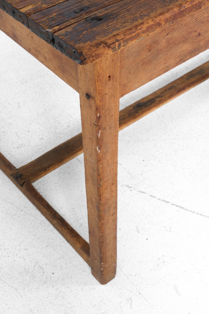 19TH C. PINE TWO PLANK WORK TABLE - 9