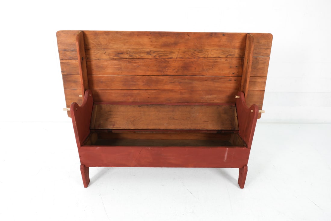 AMERICAN PRIMITIVE PINE SETTLE BENCH TABLE - 11