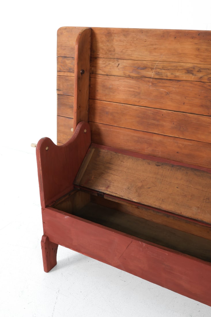 AMERICAN PRIMITIVE PINE SETTLE BENCH TABLE - 12