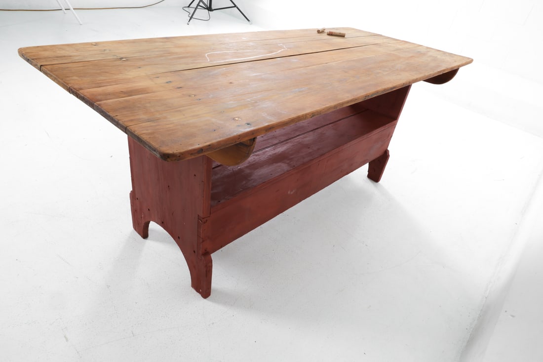 AMERICAN PRIMITIVE PINE SETTLE BENCH TABLE - 13