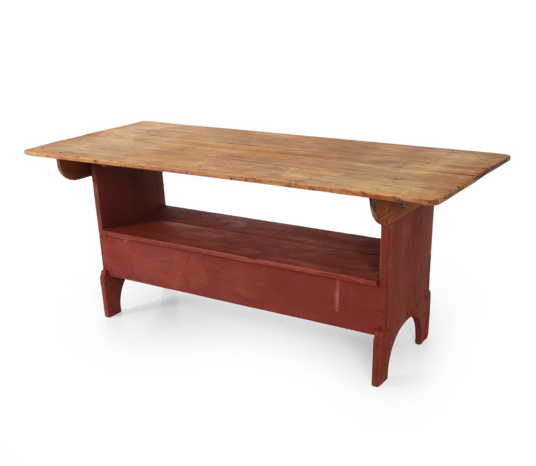 AMERICAN PRIMITIVE PINE SETTLE BENCH TABLE (1 of 16)