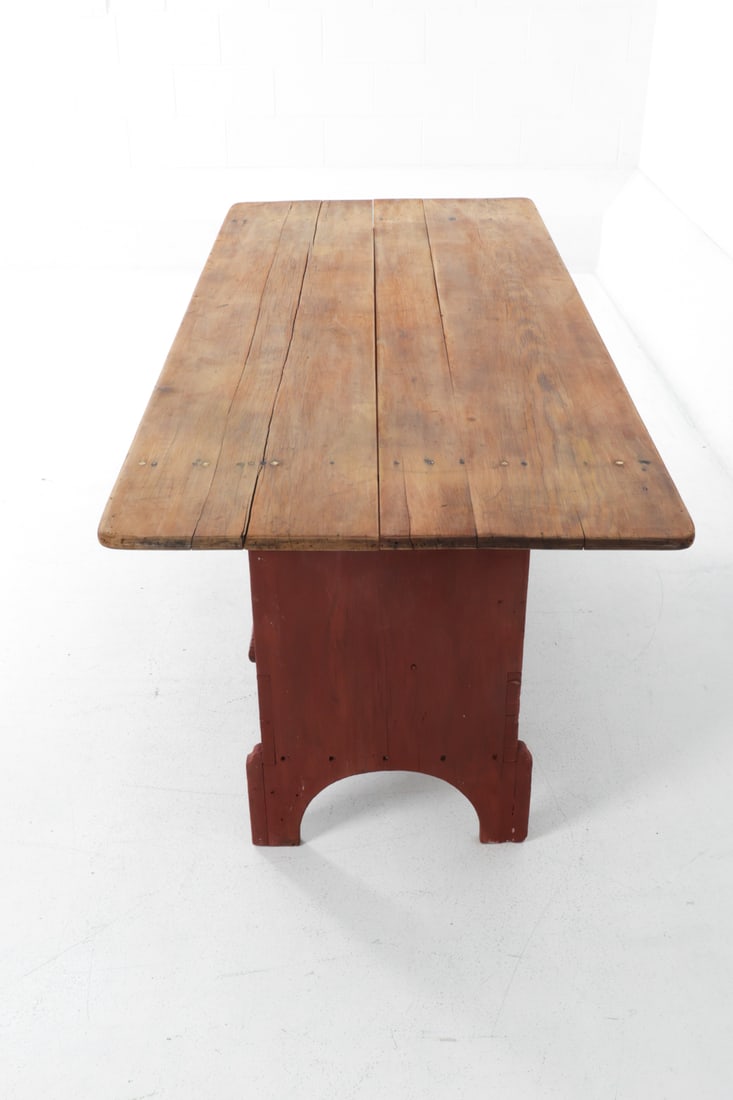 AMERICAN PRIMITIVE PINE SETTLE BENCH TABLE - 5