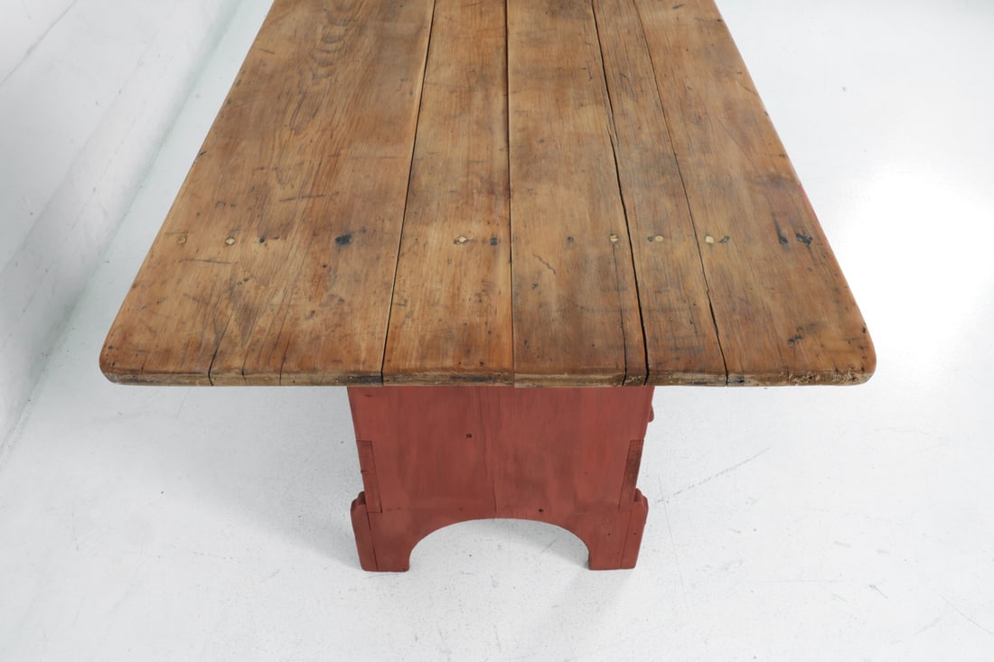 AMERICAN PRIMITIVE PINE SETTLE BENCH TABLE - 7