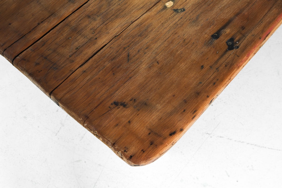 AMERICAN PRIMITIVE PINE SETTLE BENCH TABLE - 8