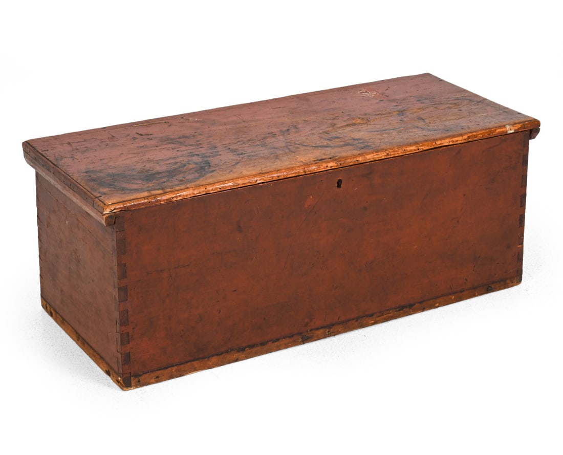 ANTIQUE DOVETAILED PINE 6 BOARD BLANKET CHEST (1 of 12)