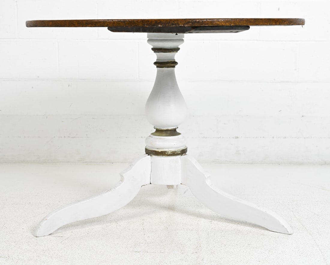 ANTIQUE PAINTED PEDESTAL DINING TABLE - 2