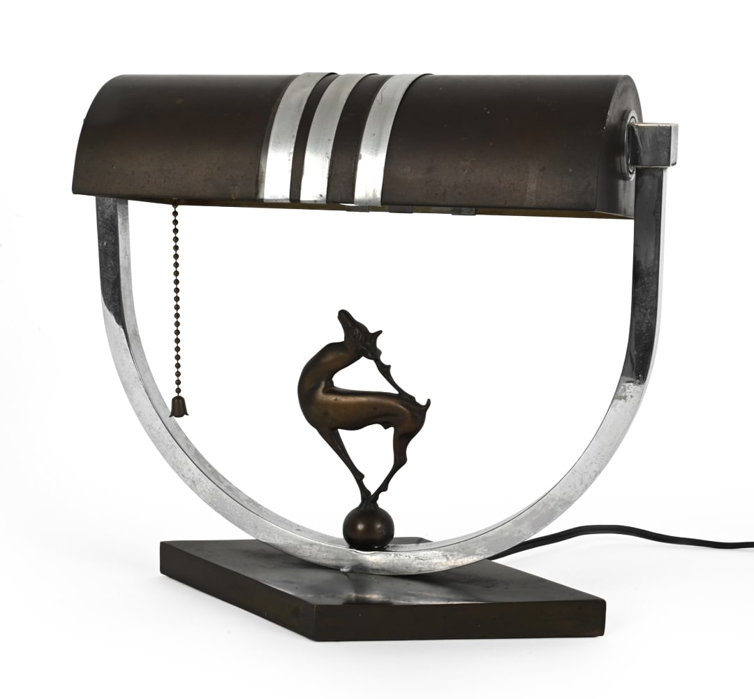 FRENCH ART DECO CHROME TABLE LAMP C. 1930S (1 of 13)